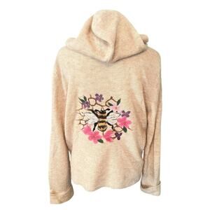 Saccharine New York Bee Sweater•L•Alpaca Cardigan Hoodie Felted Sundance Catalog